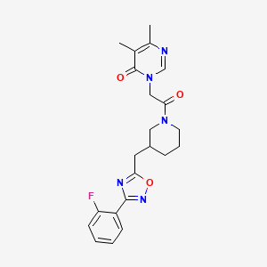 3-(2-(3-((3-(2-fluorophenyl)-1,2,4-oxadiazol-5-yl)methyl)piperidin-1-yl)-2-oxoethyl)-5,6-dimethylpyrimidin-4(3H)-one