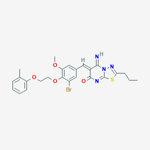 6-{3-bromo-5-methoxy-4-[2-(2-methylphenoxy)ethoxy]benzylidene}-5-imino-2-propyl-5,6-dihydro-7H-[1,3,4]thiadiazolo[3,2-a]pyrimidin-7-one