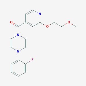molecular formula C19H22FN3O3 B2957981 (4-(2-Fluorophenyl)piperazin-1-yl)(2-(2-methoxyethoxy)pyridin-4-yl)methanone CAS No. 2034273-81-7