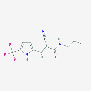 molecular formula C12H12F3N3O B2957986 (E)-2-Cyano-N-propyl-3-[5-(trifluoromethyl)-1H-pyrrol-2-yl]prop-2-enamide CAS No. 2094958-97-9