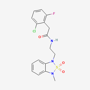 molecular formula C17H17ClFN3O3S B2957988 2-(2-chloro-6-fluorophenyl)-N-(2-(3-methyl-2,2-dioxidobenzo[c][1,2,5]thiadiazol-1(3H)-yl)ethyl)acetamide CAS No. 2034592-06-6