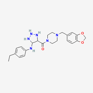 molecular formula C23H26N6O3 B2957994 4-{4-[(2H-1,3-benzodioxol-5-yl)methyl]piperazine-1-carbonyl}-N-(4-ethylphenyl)-1H-1,2,3-triazol-5-amine CAS No. 1291854-07-3