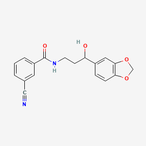 molecular formula C18H16N2O4 B2957996 N-(3-(benzo[d][1,3]dioxol-5-yl)-3-hydroxypropyl)-3-cyanobenzamide CAS No. 1421515-42-5