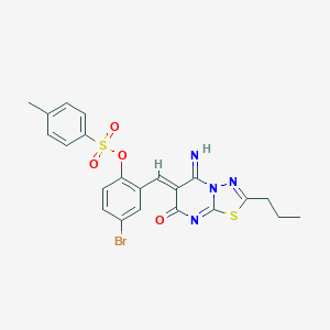 4-bromo-2-[(5-imino-7-oxo-2-propyl-5H-[1,3,4]thiadiazolo[3,2-a]pyrimidin-6(7H)-ylidene)methyl]phenyl 4-methylbenzenesulfonate