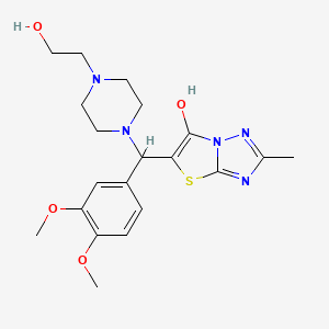 molecular formula C20H27N5O4S B2958011 5-[(3,4-Dimethoxyphenyl)-[4-(2-hydroxyethyl)-1-piperazinyl]methyl]-2-methyl-6-thiazolo[3,2-b][1,2,4]triazolol CAS No. 851809-92-2