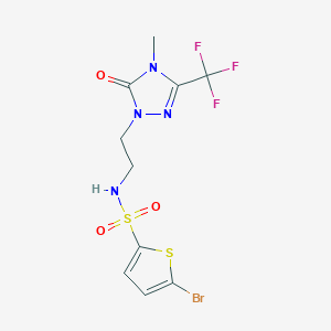 molecular formula C10H10BrF3N4O3S2 B2958013 5-bromo-N-(2-(4-methyl-5-oxo-3-(trifluoromethyl)-4,5-dihydro-1H-1,2,4-triazol-1-yl)ethyl)thiophene-2-sulfonamide CAS No. 1421459-98-4