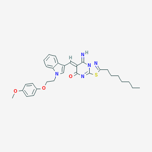 2-heptyl-5-imino-6-({1-[2-(4-methoxyphenoxy)ethyl]-1H-indol-3-yl}methylene)-5,6-dihydro-7H-[1,3,4]thiadiazolo[3,2-a]pyrimidin-7-one