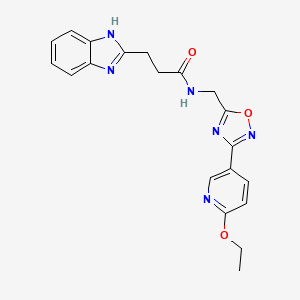 molecular formula C20H20N6O3 B2958024 3-(1H-benzo[d]imidazol-2-yl)-N-((3-(6-ethoxypyridin-3-yl)-1,2,4-oxadiazol-5-yl)methyl)propanamide CAS No. 2034370-05-1