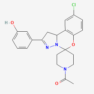molecular formula C22H22ClN3O3 B2958028 1-(9-Chloro-2-(3-hydroxyphenyl)-1,10b-dihydrospiro[benzo[e]pyrazolo[1,5-c][1,3]oxazine-5,4'-piperidin]-1'-yl)ethanone CAS No. 941945-94-4