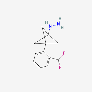 molecular formula C12H14F2N2 B2958030 [3-[2-(Difluoromethyl)phenyl]-1-bicyclo[1.1.1]pentanyl]hydrazine CAS No. 2287343-55-7