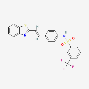 molecular formula C22H15F3N2O2S2 B2958031 N-[4-[(E)-2-(1,3-benzothiazol-2-yl)ethenyl]phenyl]-3-(trifluoromethyl)benzenesulfonamide CAS No. 478049-99-9