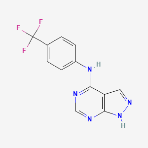 molecular formula C12H8F3N5 B2958034 N-(4-(trifluoromethyl)phenyl)-1H-pyrazolo[3,4-d]pyrimidin-4-amine CAS No. 1021219-52-2