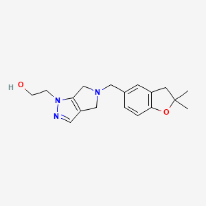 molecular formula C18H23N3O2 B2958039 2-[5-[(2,2-dimethyl-2,3-dihydro-1-benzofuran-5-yl)methyl]-5,6-dihydropyrrolo[3,4-c]pyrazol-1(4H)-yl]ethanol CAS No. 1622503-43-8