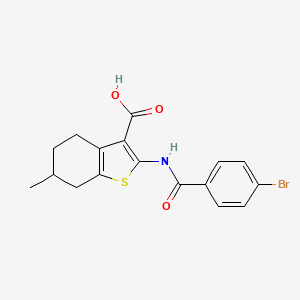 molecular formula C17H16BrNO3S B2958055 2-(4-Bromo-benzoylamino)-6-methyl-4,5,6,7-tetrahydro-benzo[b]thiophene-3-carboxylic acid CAS No. 331962-37-9