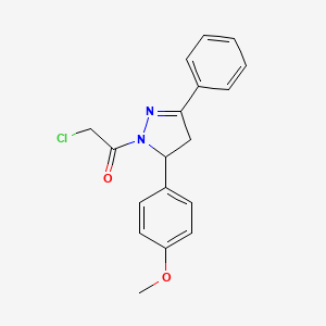 molecular formula C18H17ClN2O2 B2958057 2-Chloro-1-[5-(4-methoxy-phenyl)-3-phenyl-4,5-dihydro-pyrazol-1-yl]-ethanone CAS No. 380196-84-9