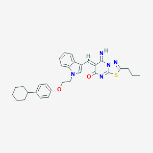 molecular formula C31H33N5O2S B295806 (6Z)-6-({1-[2-(4-cyclohexylphenoxy)ethyl]-1H-indol-3-yl}methylidene)-5-imino-2-propyl-5,6-dihydro-7H-[1,3,4]thiadiazolo[3,2-a]pyrimidin-7-one 