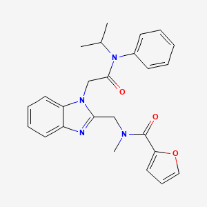 molecular formula C25H26N4O3 B2958061 N-((1-(2-(isopropyl(phenyl)amino)-2-oxoethyl)-1H-benzo[d]imidazol-2-yl)methyl)-N-methylfuran-2-carboxamide CAS No. 919977-85-8