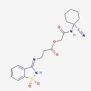 molecular formula C19H22N4O5S B2958062 [2-[(1-Cyanocyclohexyl)amino]-2-oxoethyl] 3-[(1,1-dioxo-1,2-benzothiazol-3-ylidene)amino]propanoate CAS No. 1090933-45-1
