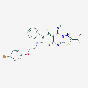 molecular formula C25H22BrN5O2S B295807 6-({1-[2-(4-bromophenoxy)ethyl]-1H-indol-3-yl}methylene)-5-imino-2-isopropyl-5,6-dihydro-7H-[1,3,4]thiadiazolo[3,2-a]pyrimidin-7-one 