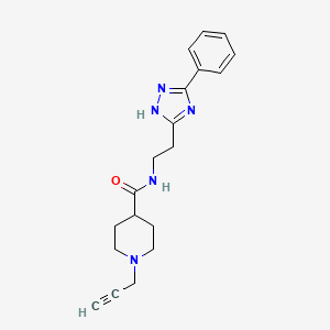 molecular formula C19H23N5O B2958072 N-[2-(3-phenyl-1H-1,2,4-triazol-5-yl)ethyl]-1-(prop-2-yn-1-yl)piperidine-4-carboxamide CAS No. 1798770-54-3