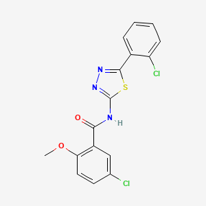 molecular formula C16H11Cl2N3O2S B2958076 5-chloro-N-[5-(2-chlorophenyl)-1,3,4-thiadiazol-2-yl]-2-methoxybenzamide CAS No. 391863-47-1