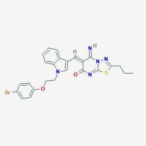 molecular formula C25H22BrN5O2S B295808 (6Z)-6-({1-[2-(4-BROMOPHENOXY)ETHYL]-1H-INDOL-3-YL}METHYLIDENE)-5-IMINO-2-PROPYL-5H,6H,7H-[1,3,4]THIADIAZOLO[3,2-A]PYRIMIDIN-7-ONE 