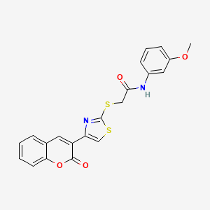 molecular formula C21H16N2O4S2 B2958080 N-(3-甲氧苯基)-2-{[4-(2-氧代-2H-色烯-3-基)-1,3-噻唑-2-基]硫代}乙酰胺 CAS No. 1260633-75-7