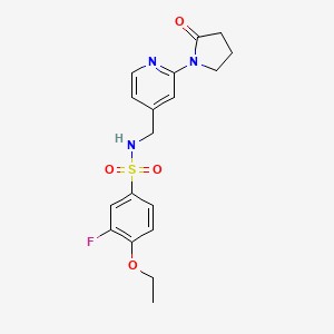 molecular formula C18H20FN3O4S B2958091 4-ethoxy-3-fluoro-N-((2-(2-oxopyrrolidin-1-yl)pyridin-4-yl)methyl)benzenesulfonamide CAS No. 2034265-78-4