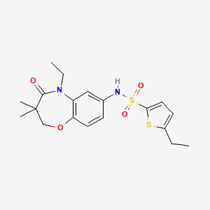 molecular formula C19H24N2O4S2 B2958105 5-ethyl-N-(5-ethyl-3,3-dimethyl-4-oxo-2,3,4,5-tetrahydrobenzo[b][1,4]oxazepin-7-yl)thiophene-2-sulfonamide CAS No. 922023-89-0