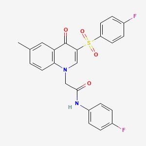 molecular formula C24H18F2N2O4S B2958112 N-(4-fluorophenyl)-2-[3-(4-fluorophenyl)sulfonyl-6-methyl-4-oxoquinolin-1-yl]acetamide CAS No. 866808-49-3