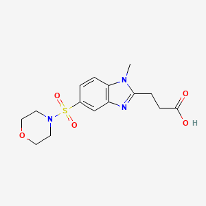 molecular formula C15H19N3O5S B2958113 3-[1-methyl-5-(morpholine-4-sulfonyl)-1H-1,3-benzodiazol-2-yl]propanoic acid CAS No. 731820-90-9