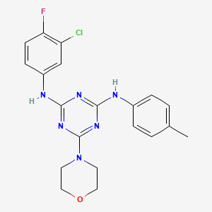 molecular formula C20H20ClFN6O B2958114 N2-(3-氯-4-氟苯基)-6-吗啉-N4-(对甲苯基)-1,3,5-三嗪-2,4-二胺 CAS No. 898606-12-7