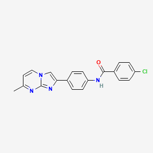 molecular formula C20H15ClN4O B2958119 4-chloro-N-(4-(7-methylimidazo[1,2-a]pyrimidin-2-yl)phenyl)benzamide CAS No. 923186-37-2