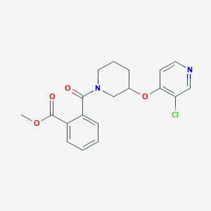 molecular formula C19H19ClN2O4 B2958129 Methyl 2-(3-((3-chloropyridin-4-yl)oxy)piperidine-1-carbonyl)benzoate CAS No. 2034500-89-3