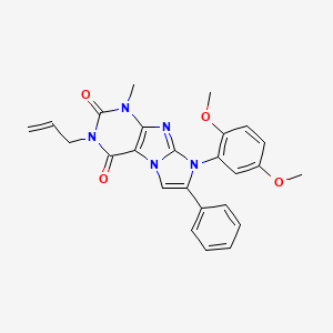 molecular formula C25H23N5O4 B2958159 3-allyl-8-(2,5-dimethoxyphenyl)-1-methyl-7-phenyl-1H-imidazo[2,1-f]purine-2,4(3H,8H)-dione CAS No. 886901-26-4
