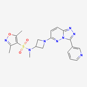 molecular formula C19H20N8O3S B2958160 N,3,5-Trimethyl-N-[1-(3-pyridin-3-yl-[1,2,4]triazolo[4,3-b]pyridazin-6-yl)azetidin-3-yl]-1,2-oxazole-4-sulfonamide CAS No. 2379972-67-3