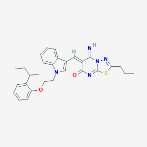 molecular formula C29H31N5O2S B295817 6-({1-[2-(2-sec-butylphenoxy)ethyl]-1H-indol-3-yl}methylene)-5-imino-2-propyl-5,6-dihydro-7H-[1,3,4]thiadiazolo[3,2-a]pyrimidin-7-one 