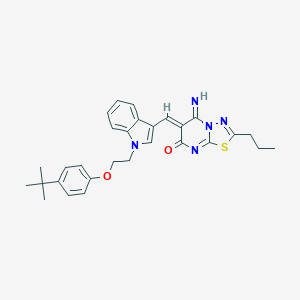 molecular formula C29H31N5O2S B295818 (6Z)-6-({1-[2-(4-tert-butylphenoxy)ethyl]-1H-indol-3-yl}methylidene)-5-imino-2-propyl-5,6-dihydro-7H-[1,3,4]thiadiazolo[3,2-a]pyrimidin-7-one 