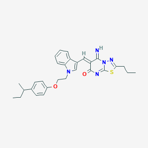 (6Z)-6-[(1-{2-[4-(butan-2-yl)phenoxy]ethyl}-1H-indol-3-yl)methylidene]-5-imino-2-propyl-5,6-dihydro-7H-[1,3,4]thiadiazolo[3,2-a]pyrimidin-7-one