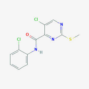 molecular formula C12H9Cl2N3OS B2958194 5-chloro-N-(2-chlorophenyl)-2-(methylsulfanyl)pyrimidine-4-carboxamide CAS No. 838813-34-6