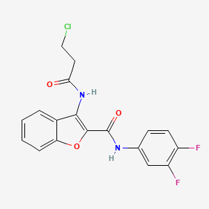 molecular formula C18H13ClF2N2O3 B2958197 3-(3-chloropropanamido)-N-(3,4-difluorophenyl)benzofuran-2-carboxamide CAS No. 888444-56-2