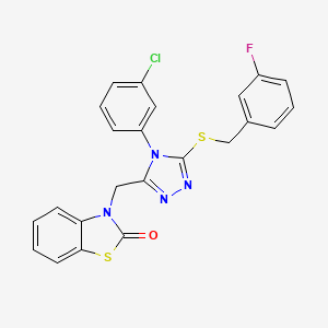 molecular formula C23H16ClFN4OS2 B2958201 3-((4-(3-chlorophenyl)-5-((3-fluorobenzyl)thio)-4H-1,2,4-triazol-3-yl)methyl)benzo[d]thiazol-2(3H)-one CAS No. 847403-49-0