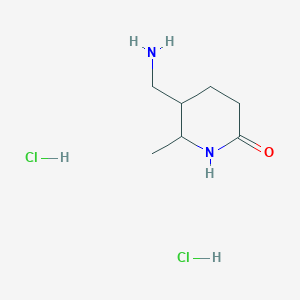 molecular formula C7H16Cl2N2O B2958205 5-(Aminomethyl)-6-methylpiperidin-2-one;dihydrochloride CAS No. 2567503-58-4
