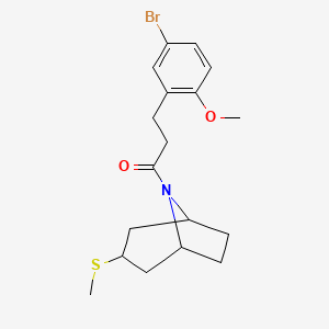 molecular formula C18H24BrNO2S B2958206 3-(5-bromo-2-methoxyphenyl)-1-((1R,5S)-3-(methylthio)-8-azabicyclo[3.2.1]octan-8-yl)propan-1-one CAS No. 1795300-70-7