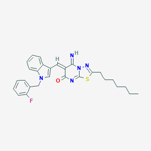 (6Z)-6-{[1-(2-fluorobenzyl)-1H-indol-3-yl]methylidene}-2-heptyl-5-imino-5,6-dihydro-7H-[1,3,4]thiadiazolo[3,2-a]pyrimidin-7-one