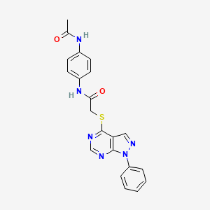 molecular formula C21H18N6O2S B2958215 N-(4-乙酰氨基苯基)-2-(1-苯基吡唑并[3,4-d]嘧啶-4-基)硫代乙酰酰胺 CAS No. 483984-43-6