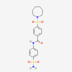 molecular formula C19H23N3O5S2 B2958221 4-(氮杂环-1-基磺酰基)-N-(4-磺酰胺基苯基)苯甲酰胺 CAS No. 681250-48-6