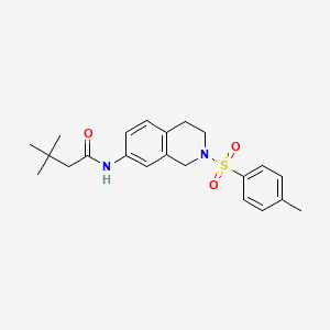 molecular formula C22H28N2O3S B2958230 3,3-dimethyl-N-(2-tosyl-1,2,3,4-tetrahydroisoquinolin-7-yl)butanamide CAS No. 955225-60-2