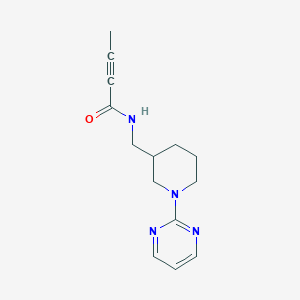 molecular formula C14H18N4O B2958231 N-[(1-Pyrimidin-2-ylpiperidin-3-yl)methyl]but-2-ynamide CAS No. 2411293-31-5