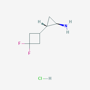 molecular formula C7H12ClF2N B2958235 (1R,2S)-2-(3,3-Difluorocyclobutyl)cyclopropan-1-amine;hydrochloride CAS No. 2550996-54-6